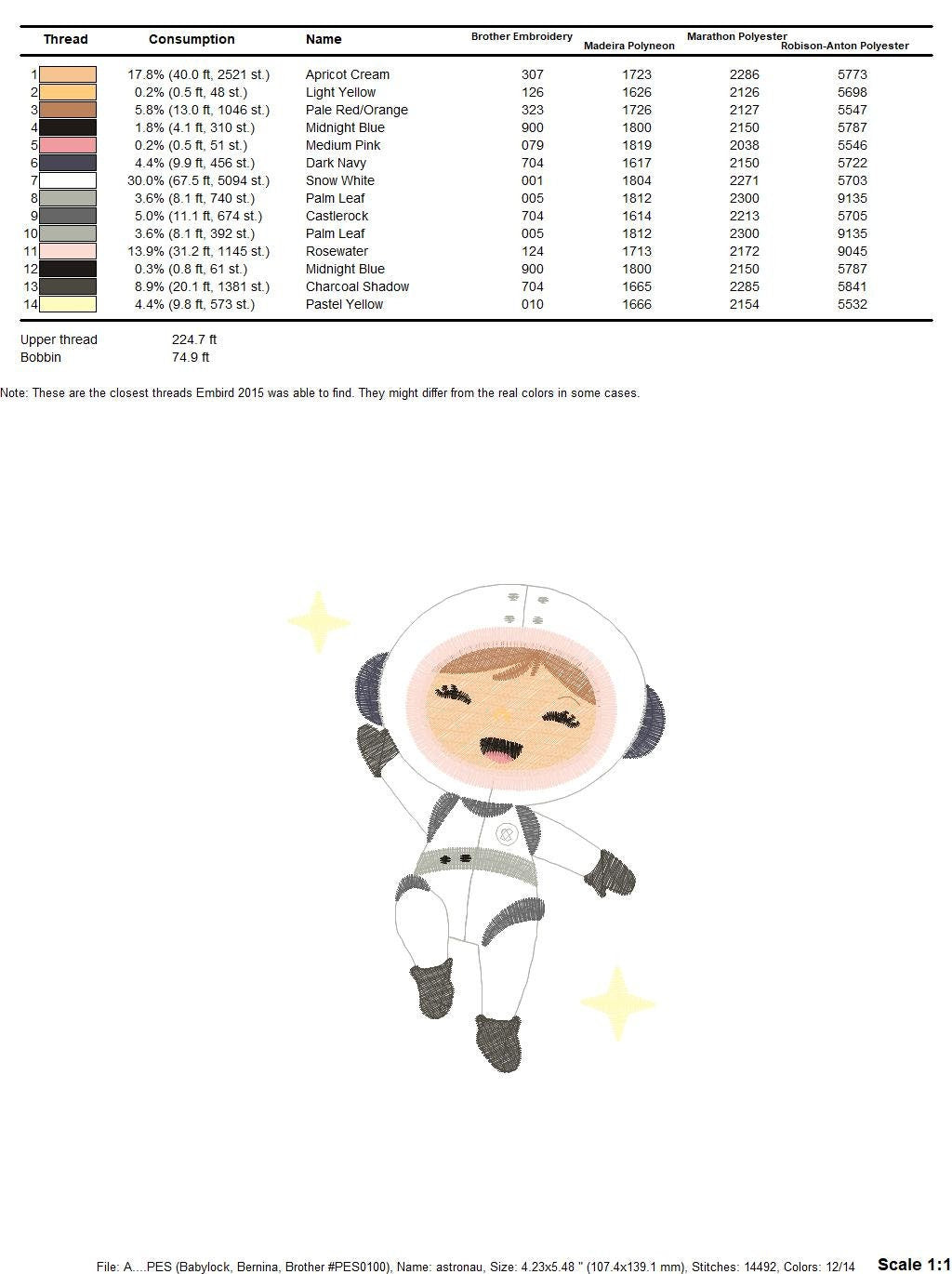 Astronaut embroidery designs - Girl embroidery design machine embroidery pattern - Space embroidery file - Rocket embroidery applique design