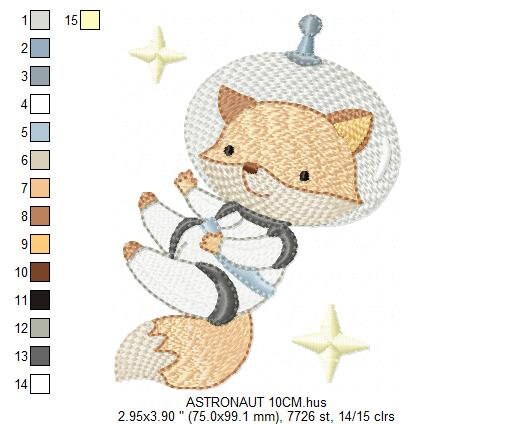 Fox Astronaut embroidery designs - Baby boy embroidery design machine embroidery pattern - instant download  Space embroidery file Planet