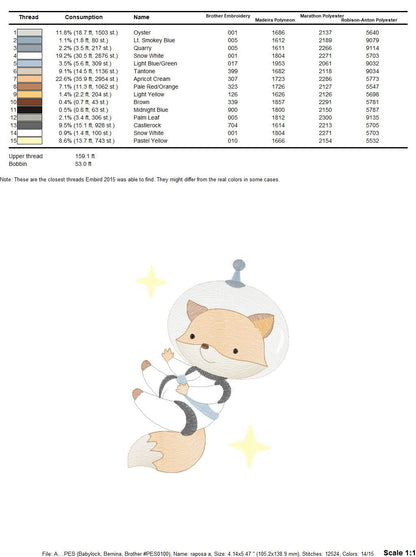 Fox Astronaut embroidery designs - Baby boy embroidery design machine embroidery pattern - instant download  Space embroidery file Planet