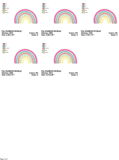 Boho Rainbow embroidery design - Colorful Rainbow embroidery designs machine embroidery pattern - Baby girl embroidery file - pes download Marcia Embroidery