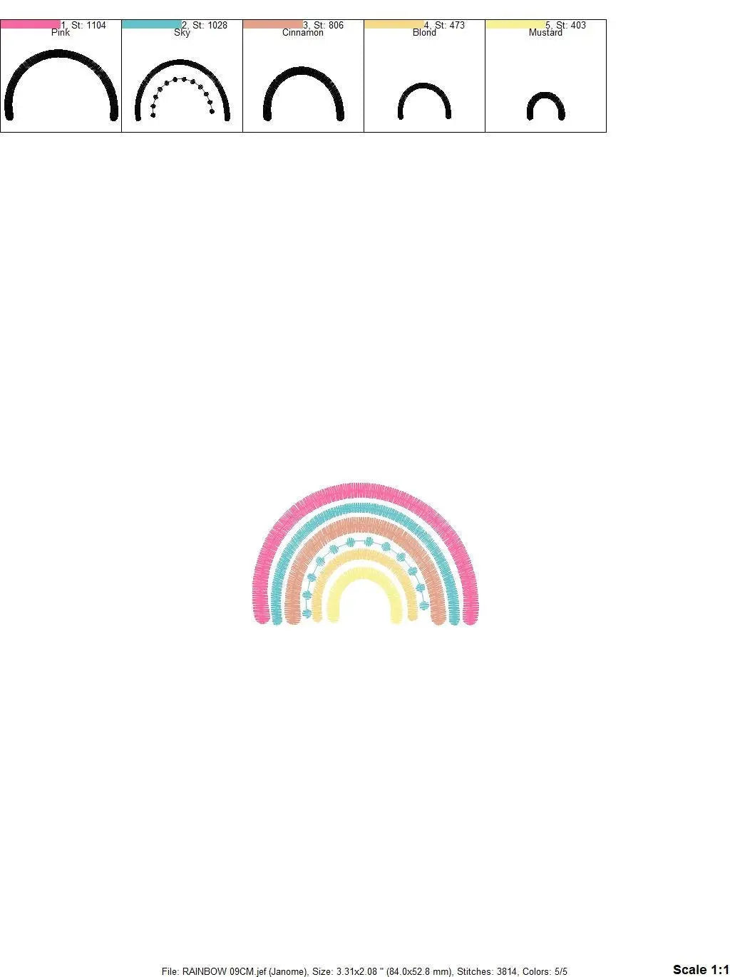 Boho Rainbow embroidery design - Colorful Rainbow embroidery designs machine embroidery pattern - Baby girl embroidery file - pes download Marcia Embroidery