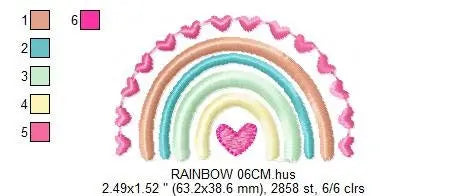 Boho Rainbow embroidery design - Colorful Rainbow with hearts embroidery designs machine embroidery pattern - Girl design - instant download Marcia Embroidery