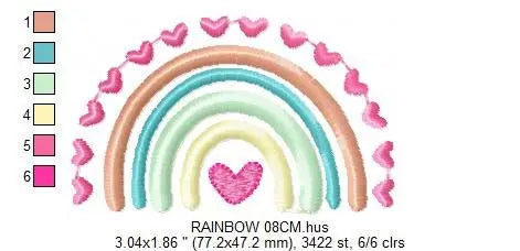 Boho Rainbow embroidery design - Colorful Rainbow with hearts embroidery designs machine embroidery pattern - Girl design - instant download Marcia Embroidery