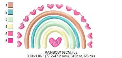 Boho Rainbow embroidery design - Colorful Rainbow with hearts embroidery designs machine embroidery pattern - Girl design - instant download Marcia Embroidery