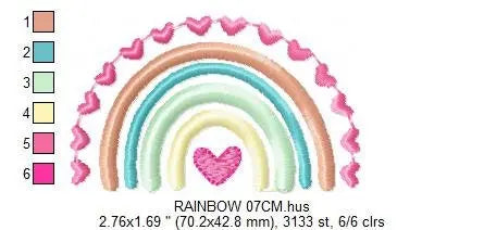 Boho Rainbow embroidery design - Colorful Rainbow with hearts embroidery designs machine embroidery pattern - Girl design - instant download Marcia Embroidery