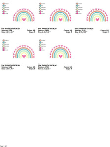 Boho Rainbow embroidery design - Colorful Rainbow with hearts embroidery designs machine embroidery pattern - Girl design - instant download