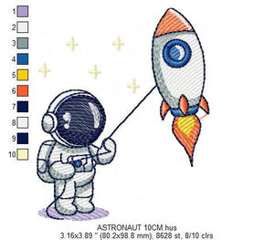 Astronaut embroidery designs - Baby boy embroidery design machine embroidery pattern - instant download - Space embroidery file Star Rocket