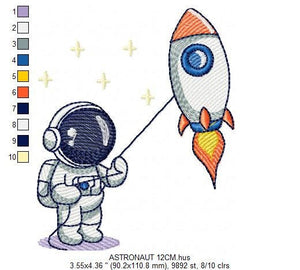 Astronaut embroidery designs - Baby boy embroidery design machine embroidery pattern - instant download - Space embroidery file Star Rocket