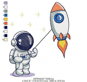 Astronaut embroidery designs - Baby boy embroidery design machine embroidery pattern - instant download - Space embroidery file Star Rocket