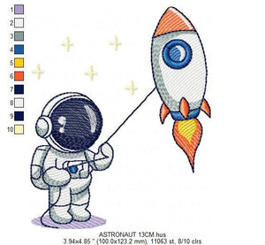 Astronaut embroidery designs - Baby boy embroidery design machine embroidery pattern - instant download - Space embroidery file Star Rocket