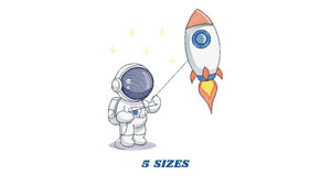 Astronaut embroidery designs - Baby boy embroidery design machine embroidery pattern - instant download - Space embroidery file Star Rocket