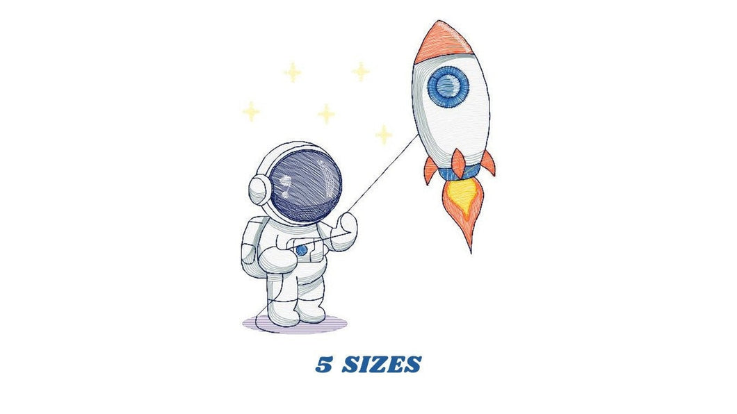 Astronaut embroidery designs - Baby boy embroidery design machine embroidery pattern - instant download - Space embroidery file Star Rocket