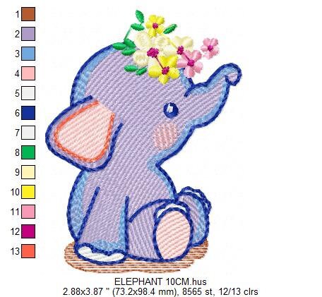Elephant embroidery designs - Animal embroidery design machine embroidery pattern - Baby girl embroidery file - kid embroidery Towel pillow Marcia Embroidery