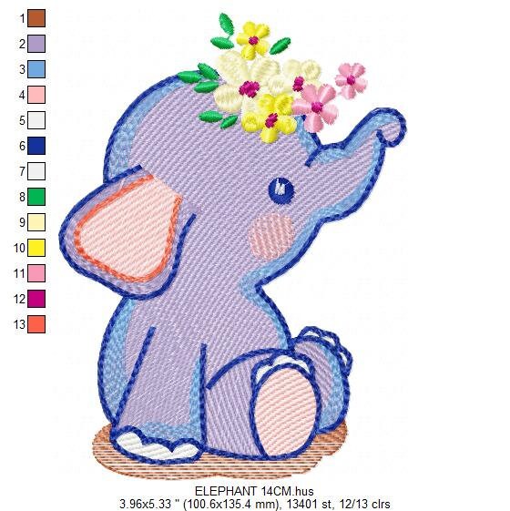 Elephant embroidery designs - Animal embroidery design machine embroidery pattern - Baby girl embroidery file - kid embroidery Towel pillow Marcia Embroidery