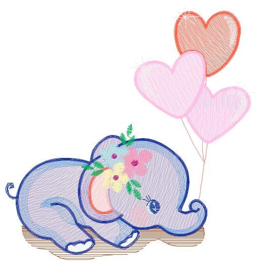 Elephant embroidery designs - Animal embroidery design machine embroidery pattern - Baby girl embroidery file - elephant with balloons sky