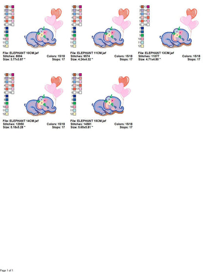 Elephant embroidery designs - Animal embroidery design machine embroidery pattern - Baby girl embroidery file - elephant with balloons sky