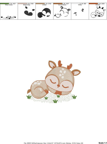 Deer embroidery design - Animal embroidery designs machine embroidery pattern - Florest embroidery file - Baby boy embroidery  Woodland pes