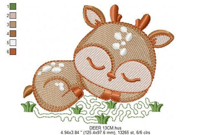 Deer embroidery design - Animal embroidery designs machine embroidery pattern - Florest embroidery file - Baby boy embroidery  Woodland pes