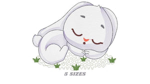 Sleeping bunny embroidery design - Baby girl embroidery designs machine embroidery pattern - Newborn embroidery file Nursery Maternity pes