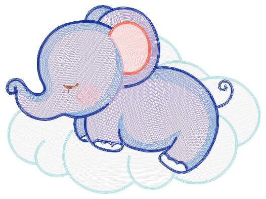 Elephant embroidery designs - Sleeping Animal embroidery design machine embroidery pattern - Baby girl embroidery file - boy kid embroidery