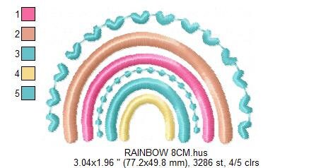 Boho Rainbow embroidery design - Colorful Rainbow embroidery designs machine embroidery pattern - Baby girl embroidery file - Batik hearts Marcia Embroidery