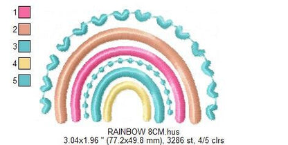 Boho Rainbow embroidery design - Colorful Rainbow embroidery designs machine embroidery pattern - Baby girl embroidery file - Batik hearts Marcia Embroidery