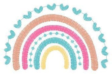 Cargar imagen en el visor de la galería, Boho Rainbow embroidery design - Colorful Rainbow embroidery designs machine embroidery pattern - Baby girl embroidery file - Batik hearts
