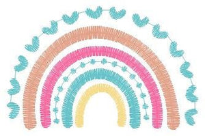 Boho Rainbow embroidery design - Colorful Rainbow embroidery designs machine embroidery pattern - Baby girl embroidery file - Batik hearts