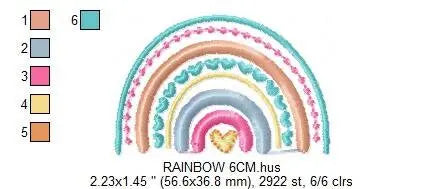 Boho Rainbow embroidery design - Colorful Rainbow embroidery designs machine embroidery pattern - Baby girl embroidery file - Batik hearts Marcia Embroidery