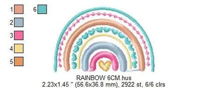 Boho Rainbow embroidery design - Colorful Rainbow embroidery designs machine embroidery pattern - Baby girl embroidery file - Batik hearts Marcia Embroidery