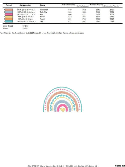 Boho Rainbow embroidery design - Colorful Rainbow embroidery designs machine embroidery pattern - Baby girl embroidery file - Batik hearts Marcia Embroidery