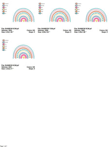 Boho Rainbow embroidery design - Colorful Rainbow embroidery designs machine embroidery pattern - Baby girl embroidery file - Batik hearts