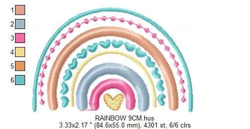Boho Rainbow embroidery design - Colorful Rainbow embroidery designs machine embroidery pattern - Baby girl embroidery file - Batik hearts Marcia Embroidery