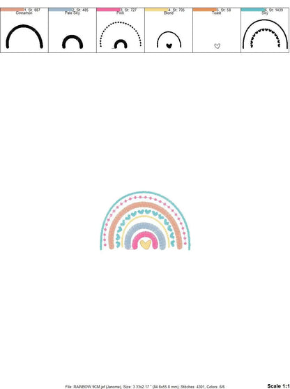 Boho Rainbow embroidery design - Colorful Rainbow embroidery designs machine embroidery pattern - Baby girl embroidery file - Batik hearts Marcia Embroidery