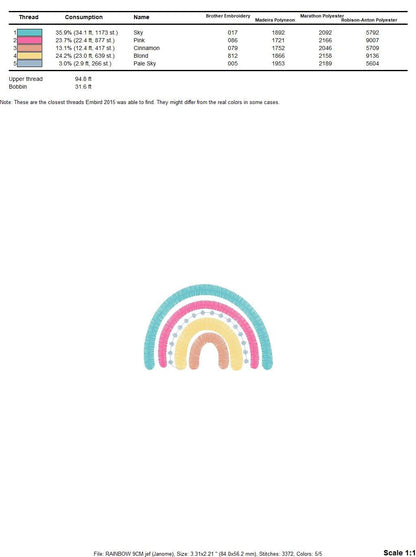 Boho Rainbow embroidery design - Colorful Rainbow embroidery designs machine embroidery pattern - Baby girl embroidery file - Batik hearts - Marcia Embroidery