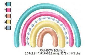 Boho Rainbow embroidery design - Colorful Rainbow embroidery designs machine embroidery pattern - Baby girl embroidery file - Batik hearts - Marcia Embroidery