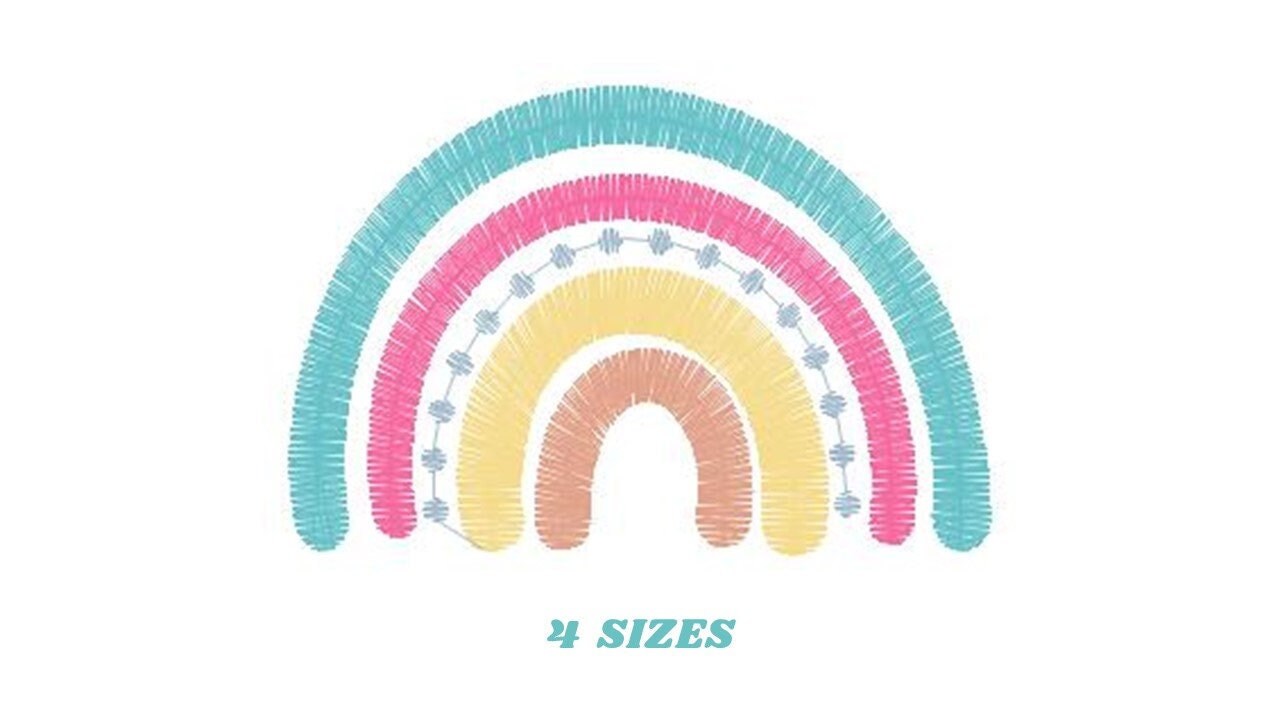 Boho Rainbow embroidery design - Colorful Rainbow embroidery designs machine embroidery pattern - Baby girl embroidery file - Batik hearts - Marcia Embroidery