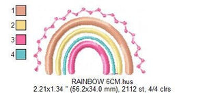 Boho Rainbow embroidery design - Colorful Rainbow embroidery designs machine embroidery pattern - Baby girl embroidery file - Batik hearts