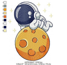 Cargar imagen en el visor de la galería, Astronaut embroidery designs - Baby boy embroidery design machine embroidery pattern - instant download - Moon embroidery file Space Earth
