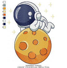 Cargar imagen en el visor de la galería, Astronaut embroidery designs - Baby boy embroidery design machine embroidery pattern - instant download - Moon embroidery file Space Earth
