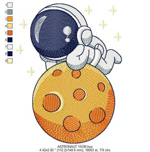 Astronaut embroidery designs - Baby boy embroidery design machine embroidery pattern - instant download - Moon embroidery file Space Earth