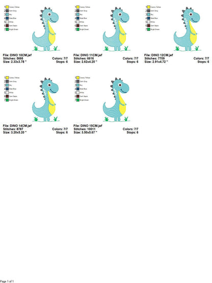 Dinosaur embroidery designs - Dino embroidery design machine embroidery pattern - Tyrannosaurus embroidery file T rex - instant download pes