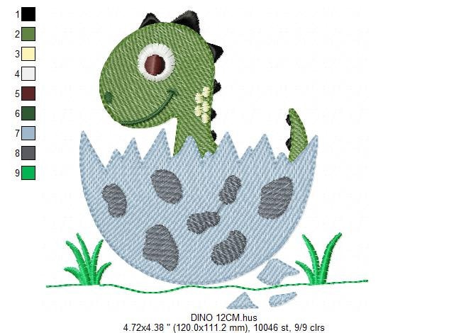 Dinosaur embroidery designs - Dino in egg machine pattern - Baby Boy Dragon file - Dinosaur egg - Instant digital download pes jef dst hus Marcia Embroidery