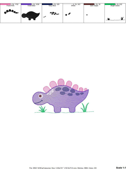 Dinosaur embroidery designs - Dino embroidery design machine embroidery pattern - Stegosaurus embroidery file - baby boy instant download