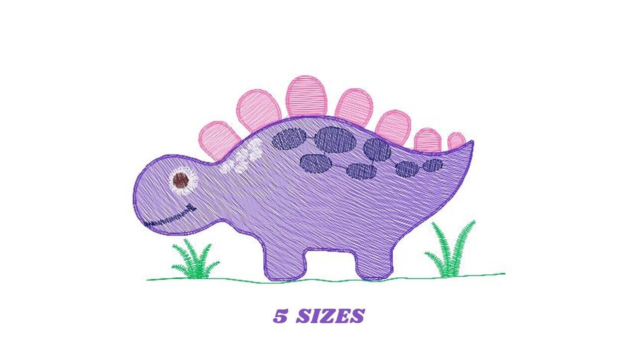 Dinosaur embroidery designs - Dino embroidery design machine embroidery pattern - Stegosaurus embroidery file - baby boy instant download