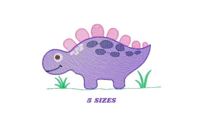 Dinosaur embroidery designs - Dino embroidery design machine embroidery pattern - Stegosaurus embroidery file - baby boy instant download