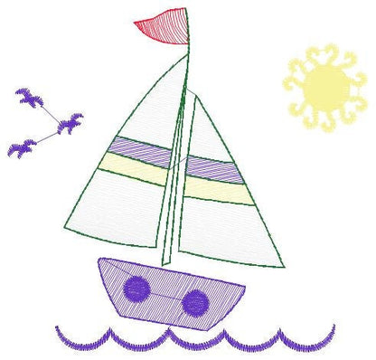 Boat embroidery designs - Sailboat embroidery design machine embroidery pattern - Nautical embroidery file instant digital download pes jef