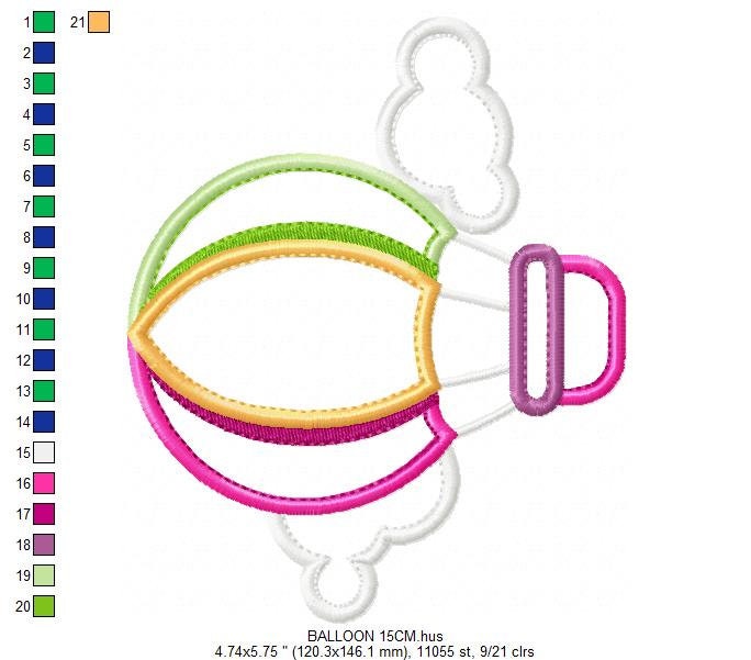 Hot air Balloon with clouds embroidery designs - Hot air balloon applique machine pattern - Baby Girl Boy File - Instant digital download