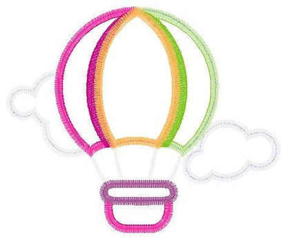 Hot air Balloon with clouds embroidery designs - Hot air balloon applique machine pattern - Baby Girl Boy File - Instant digital download