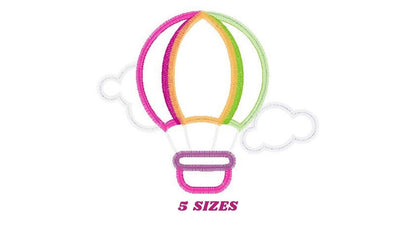 Hot air Balloon with clouds embroidery designs - Hot air balloon applique machine pattern - Baby Girl Boy File - Instant digital download